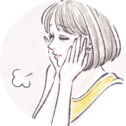 女性が両頬に手を当ててため息をついているイラスト