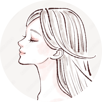 目をつむった横顔の女性のイラスト