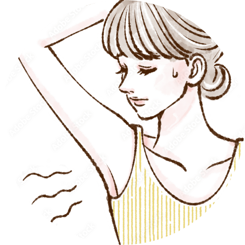 女性が脇の臭いを気にしている様子