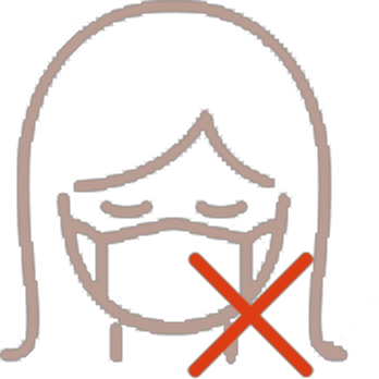 マスクをした女性にバツ印が添えられたイラスト